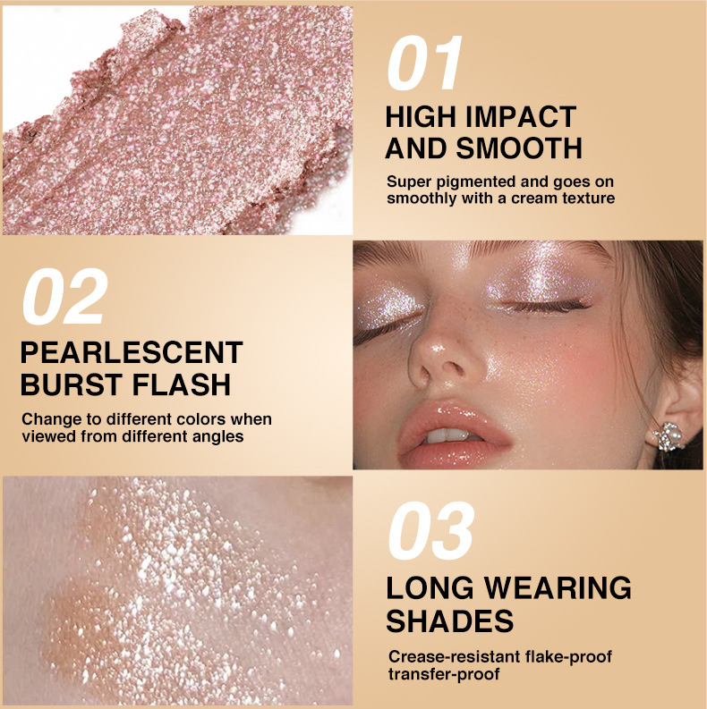 Single Eyeshadow & Cheek Dual-Use Powder with Pearl Shine and High Color Payoff