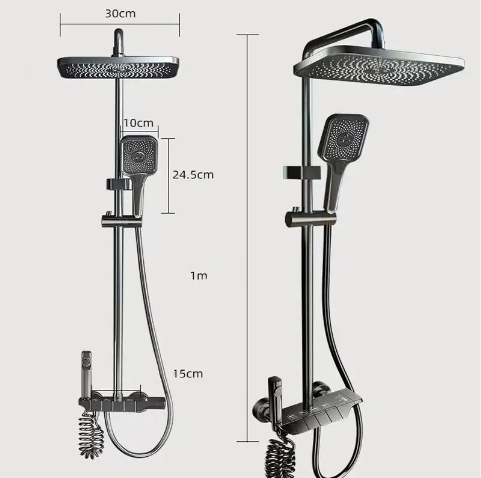 Bathroom Shower Set 4-Piece Piano Keys Bathroom Mixer Faucet with Shower Set