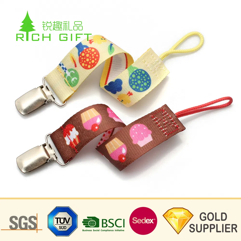 Custom Designer Logo Pacifier Holder Clip Lanyard Sublimation Print Short Lanyard for Baby Boys and Girls