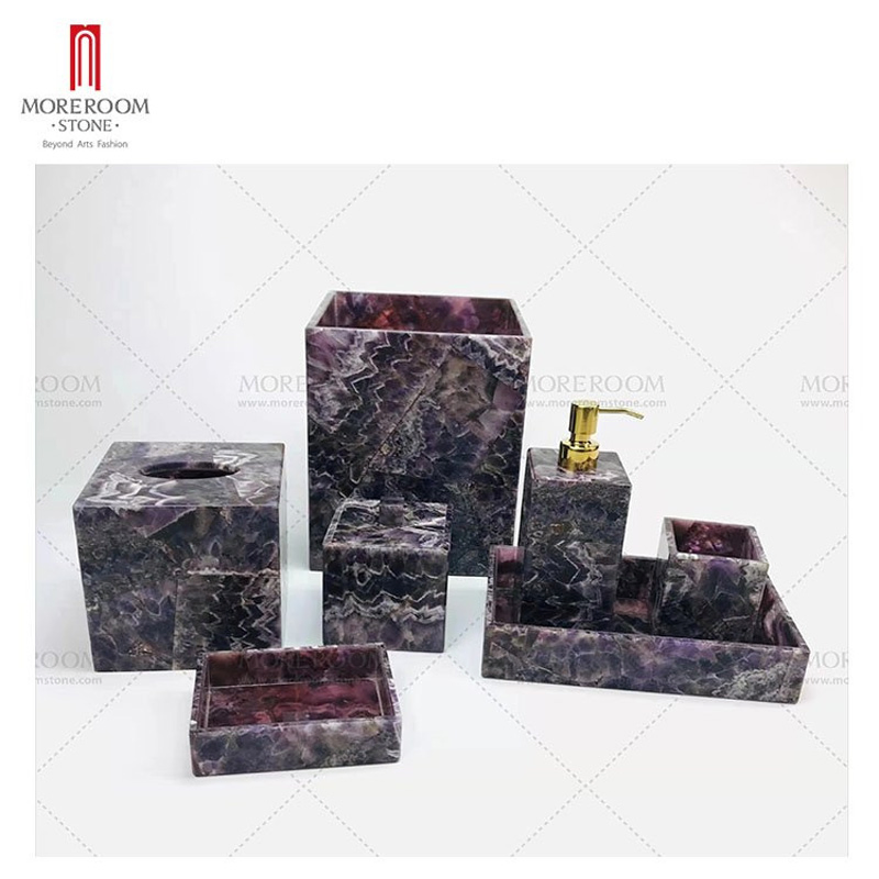 Hotel Luxury Marble Lotion Bottle Tissue Box Toothbrush Holder Tray Soap Dish