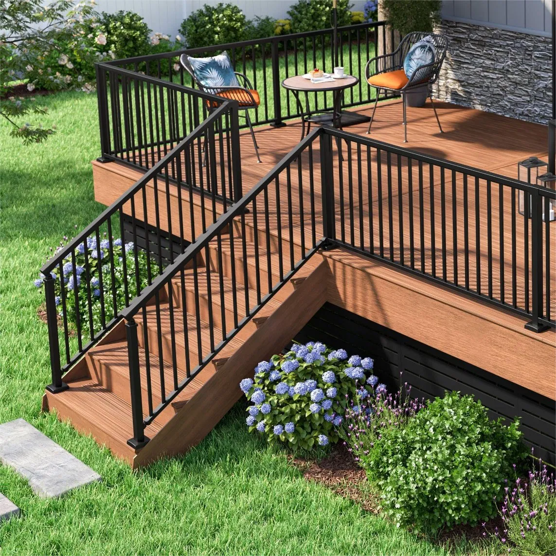 Elegant Design Outdoor Aluminum Deck Railing with UV Resistant Finish for Coastal Homes Villas Balconies