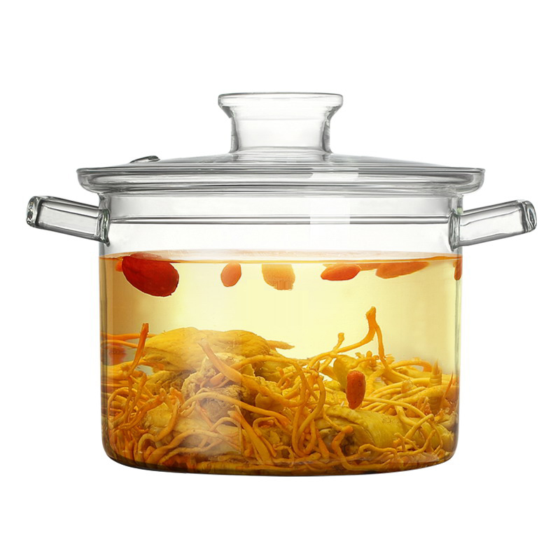 Large Size Transparent Clear Heat Resistant Glass Cooking Pot