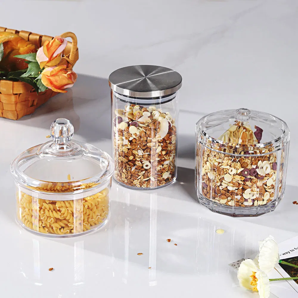 Sealed Jar - Acrylic Canister with Silver Lid for Grains Storage