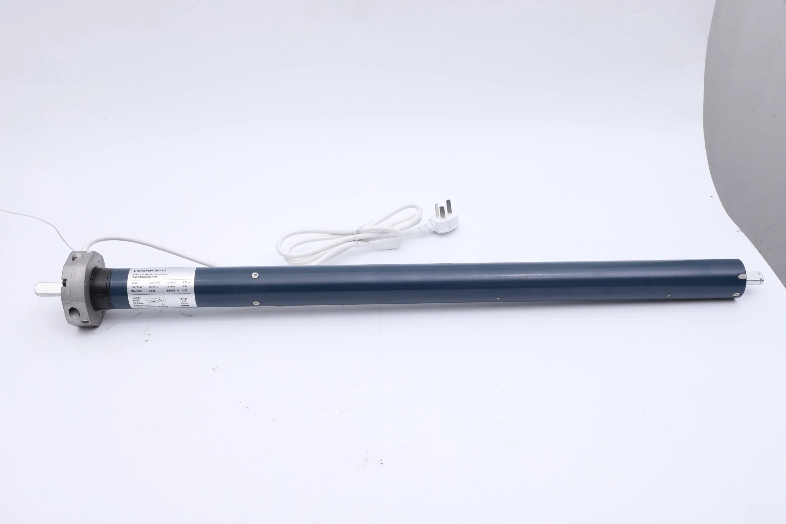 45 Long-Shaft Hand-Crank Tube Motor - Internal Mechanism for Clean Aesthetic Design