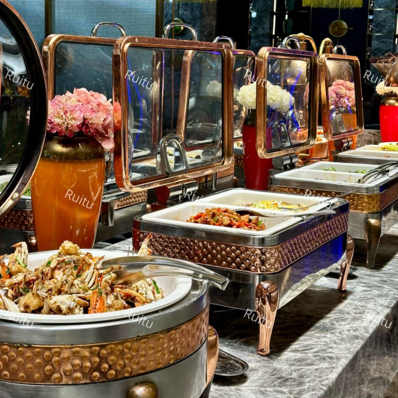 Dubai Kuwait Qatar Wedding Parties Kitchen Equipment Luxury Chaffing Dish Chaffer Hot Soup Food Warmer Hotel Buffet Catering Saudi Arabic Chafing Dish