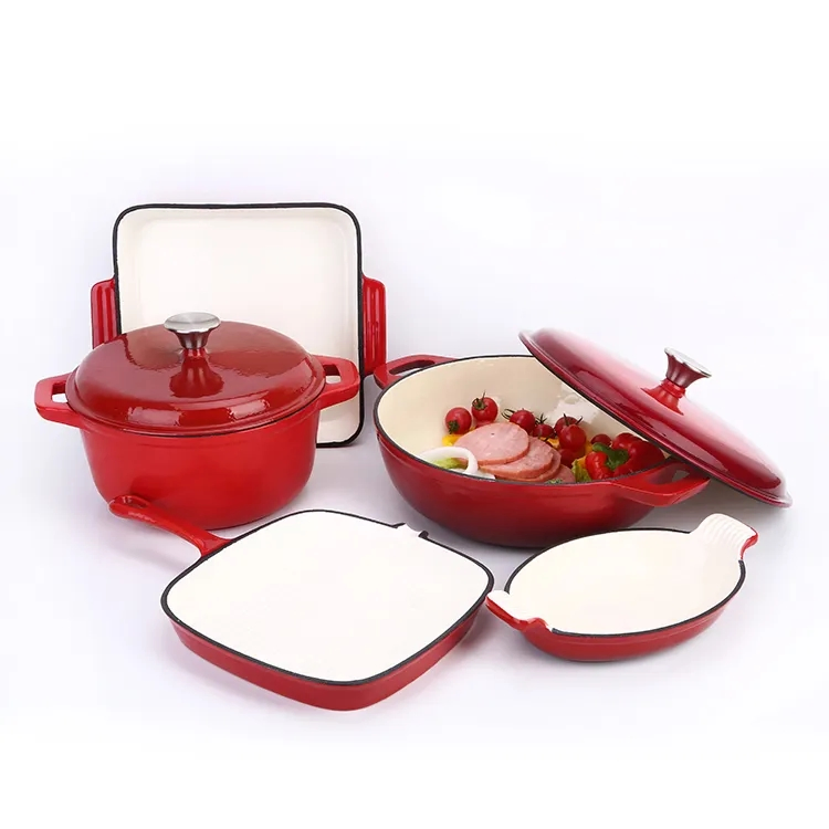 Hot Sales Enamel Cast Iron Casserole Pot Set Soup Cooking Pot Cookware Set with Factory Price
