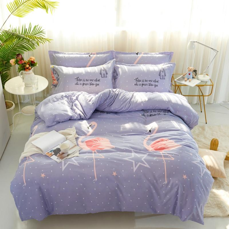 120GSM Soft Fabric Reactive Flamingo Print Polyester Bed Sheets Home Textiles Quilt Cover