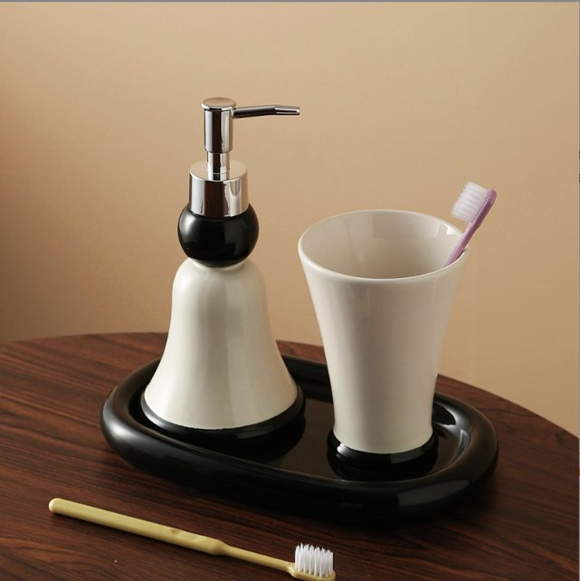 Premium Ceramic Dispenser Smooth Operation Bathroom Accessories 3PCS