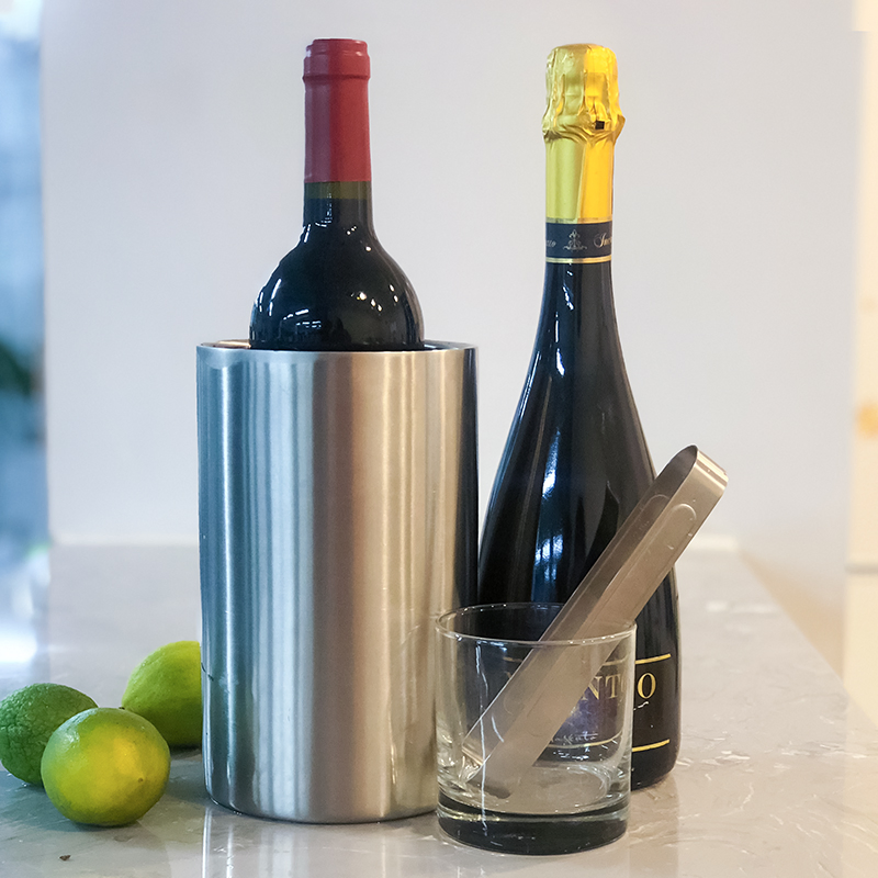 Stainless Steel Double Wall Wine Bottle Cooler Insulated Champagne Beer Ice Bucket