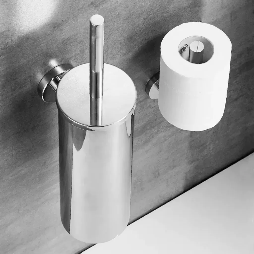 Modern Space Saving Wall Mounted Toilet Brush Set for Bathrooms