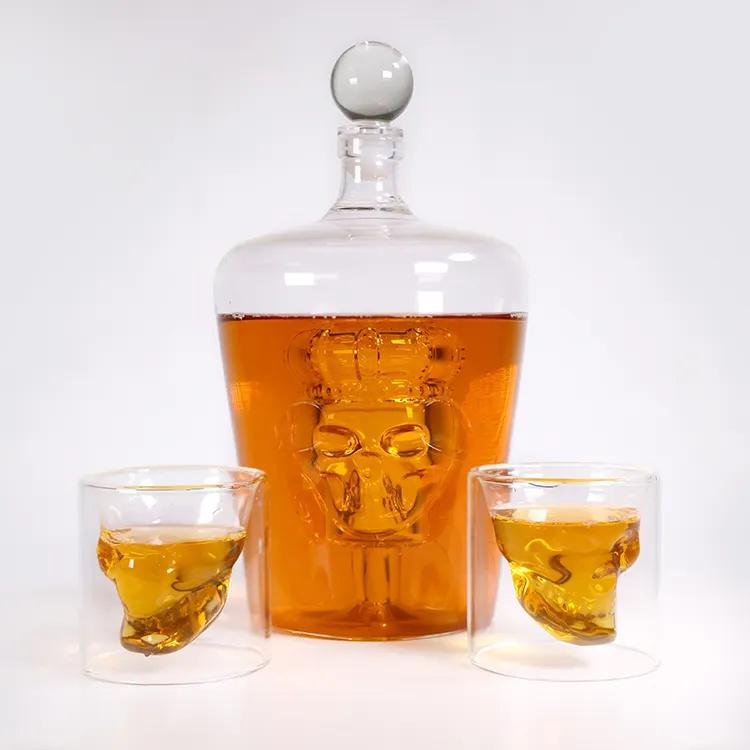 Vodka Whiskey Wine Drinking Glass Bottle Decanter Skull Shaped Wine Bottle