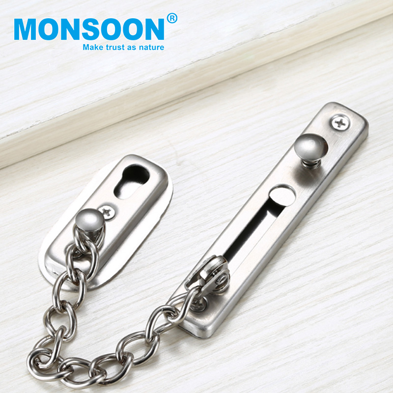 Door Furniture Concealed Hotel Door Guard Safety Security Brushed Nickel Chain Stop Lock Link Stainless Steel Door Chain for Home