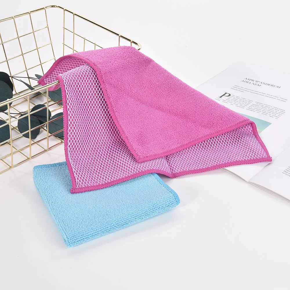 High Absorbent Multipurpose Terry Microfiber Cloth with Poly Mesh Dish Towel