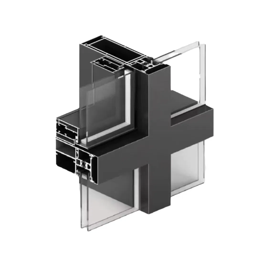 Building Materials Powder Coating Aluminum Alloy Profile for Window and Curtain Wall (RAL-593)