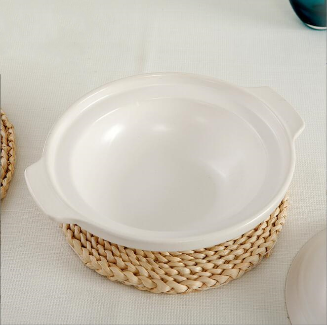 Wholesale White Binaural Stew Pot with Lid Gas Stove Open Flame Ceramic Casserole