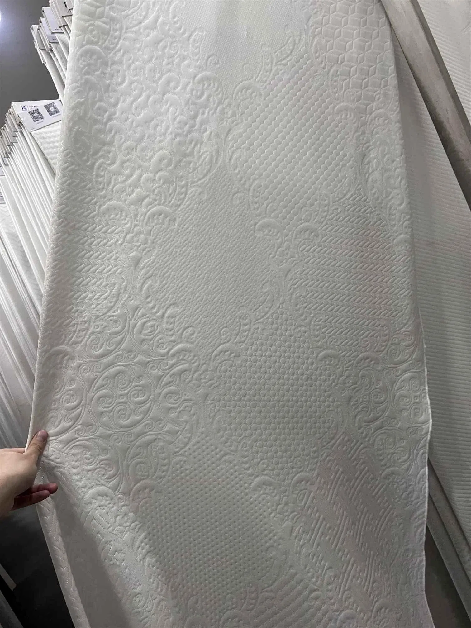 White Mattress Jacquard Ticking Knitted Fabric 180-450gsm