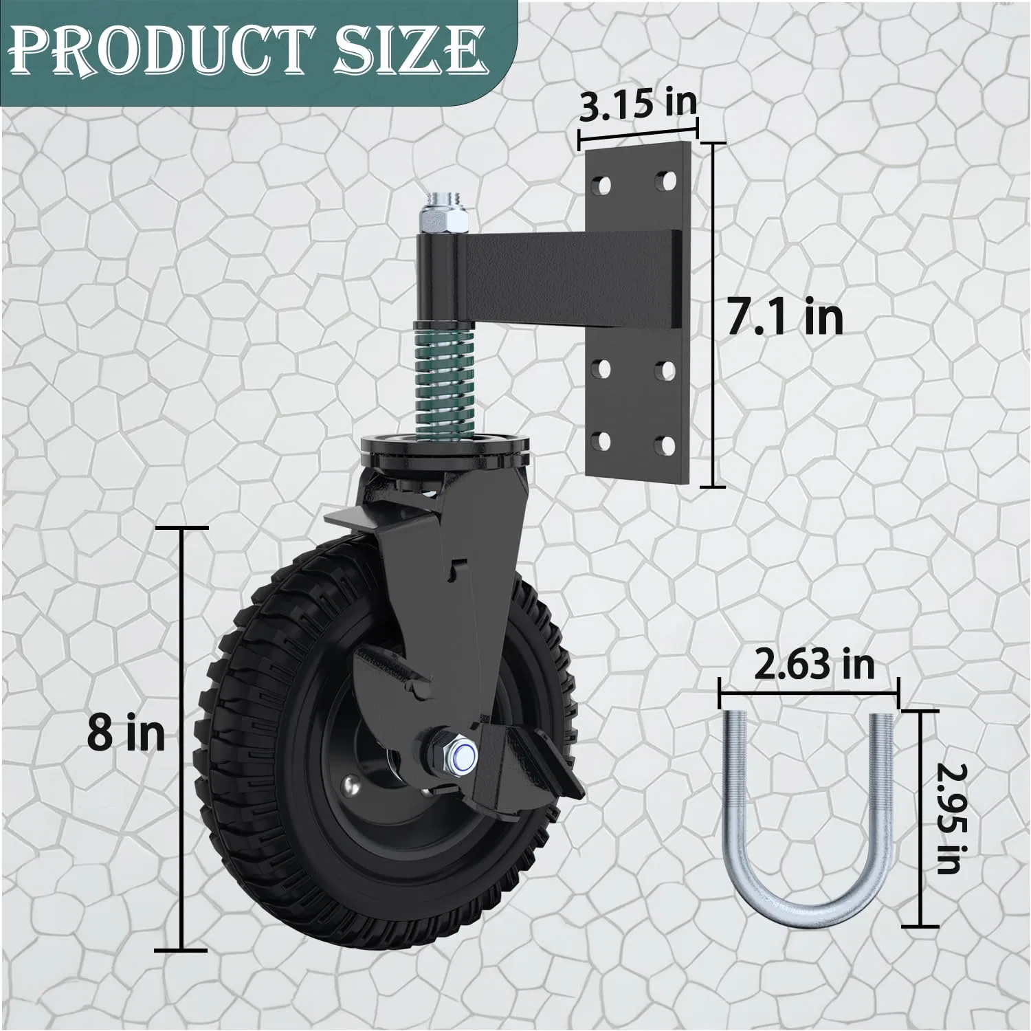 8 Inch Door Wheel Caster for Tube, Wood Gates in Retail Package