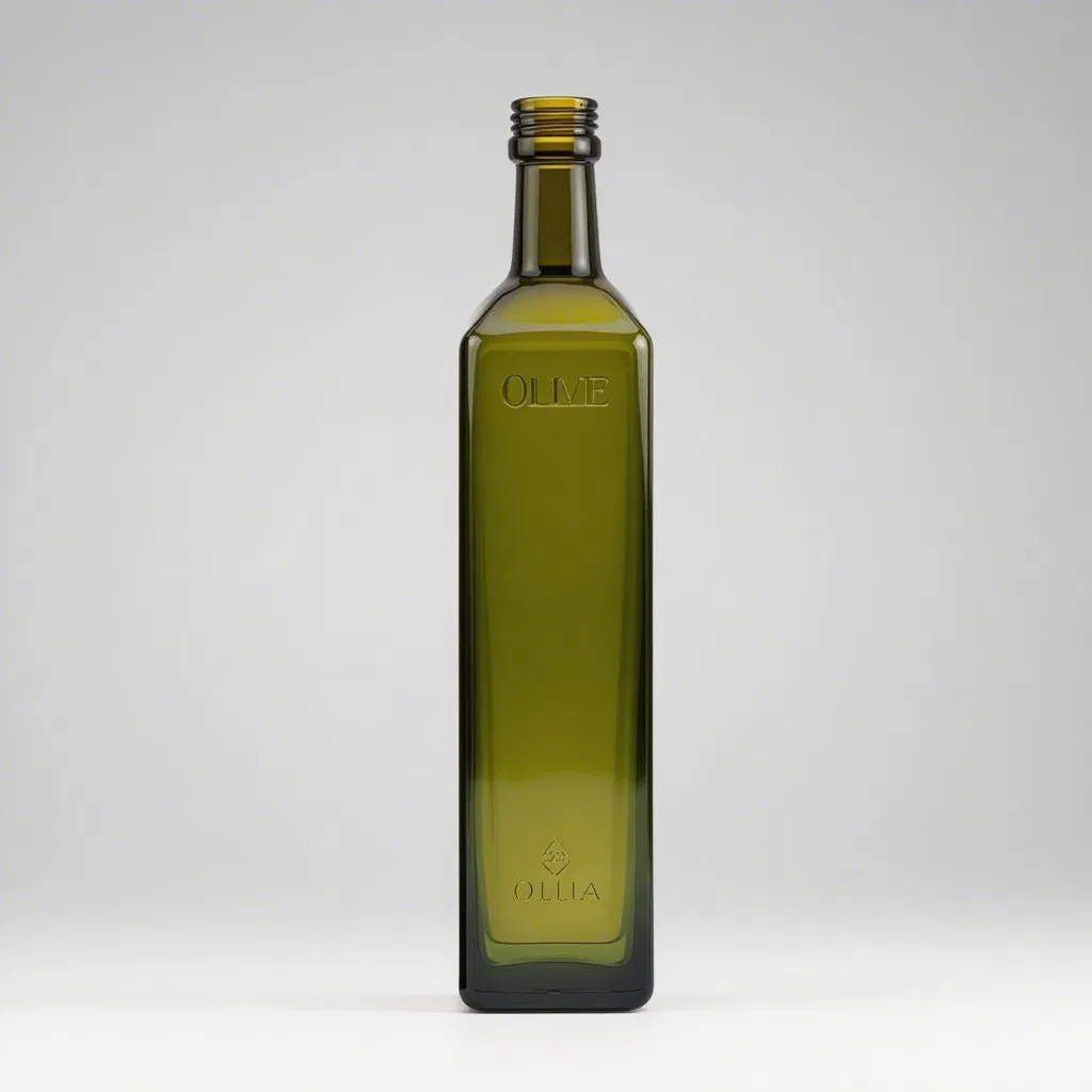 Elegant High Quality Food Grade Empty Wholesale Leak Proof Airtight Olive Oil Glass Bottle Dark Green 500ml Kitchen Use