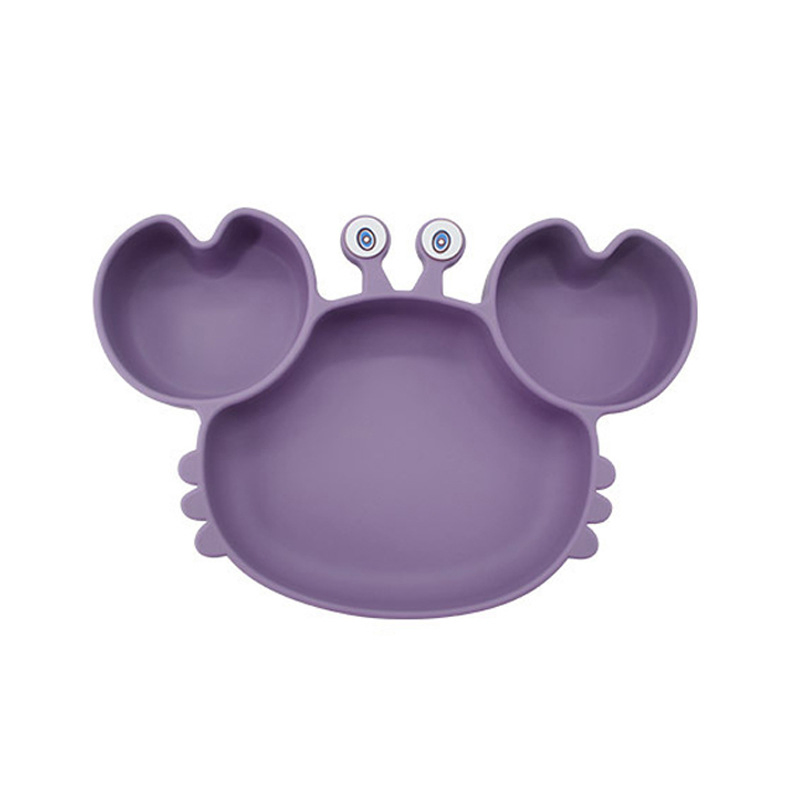 Modern Tableware Custom Wrap Children Dinnerware Nonslip Silicone Crab Dish Plate Kid Eating Tool Toddler Plate with Compartment