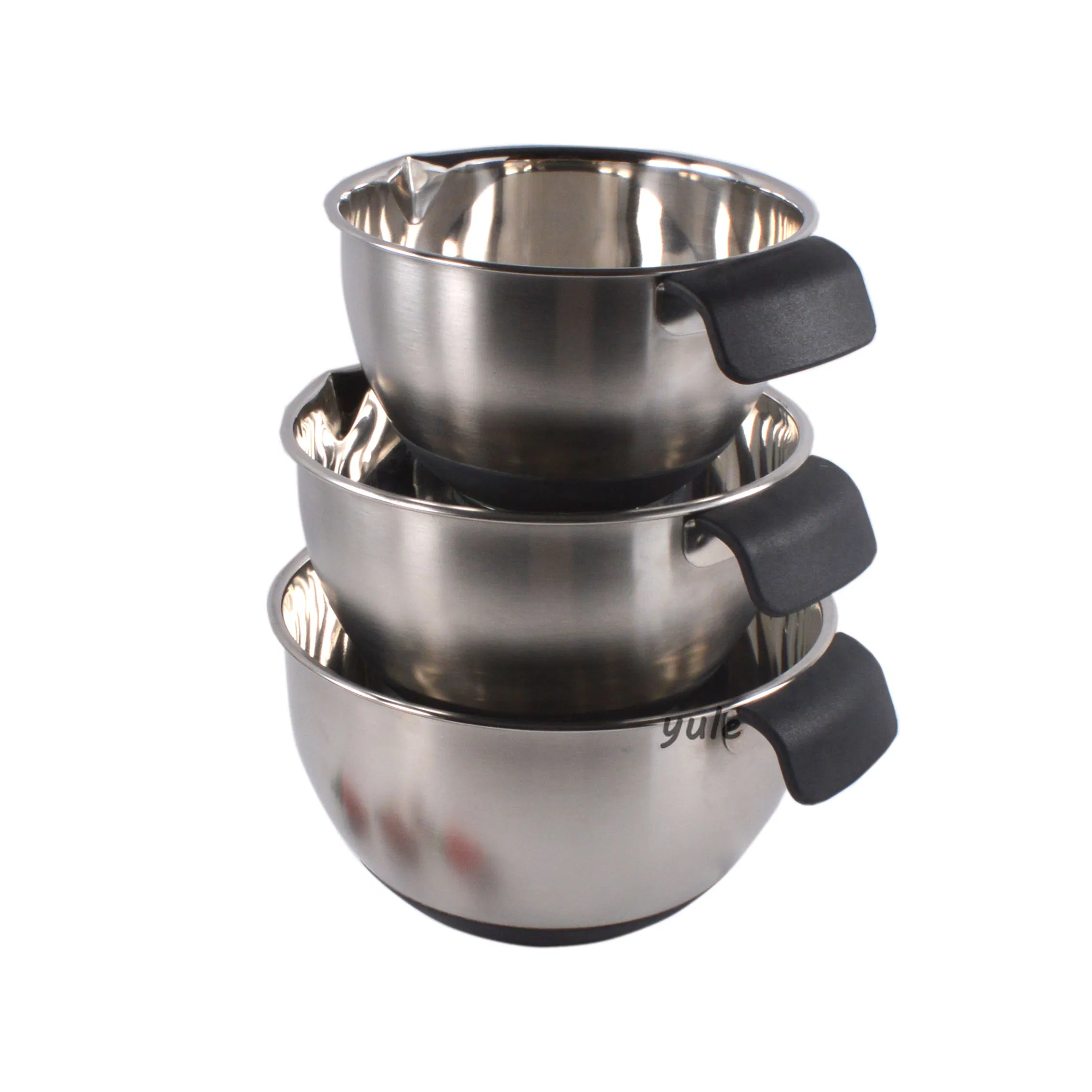 Black Color Short Handle Stainless Steel Mixing Bowl