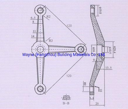 120mm Stainless Steel Glass Spider with 3 Arms; /Point-Fixed Curtain Wall Hardware with High Quality and Best Price