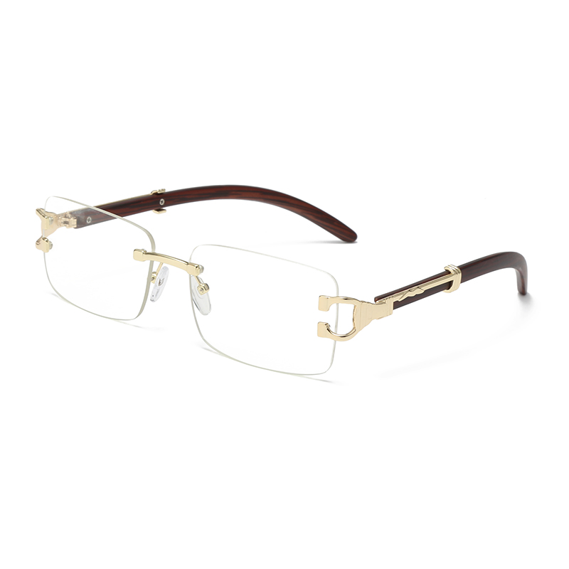Clear Optic for Men Optical Frames Vintage Grain Rimless Reading Glasses