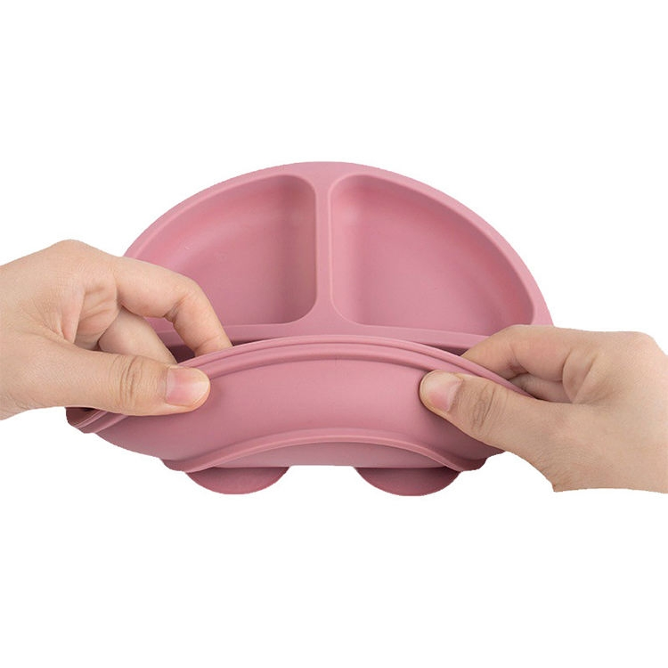 Divided 3 Areas Baby Toddler Plates Silicone Baby Kids Plate