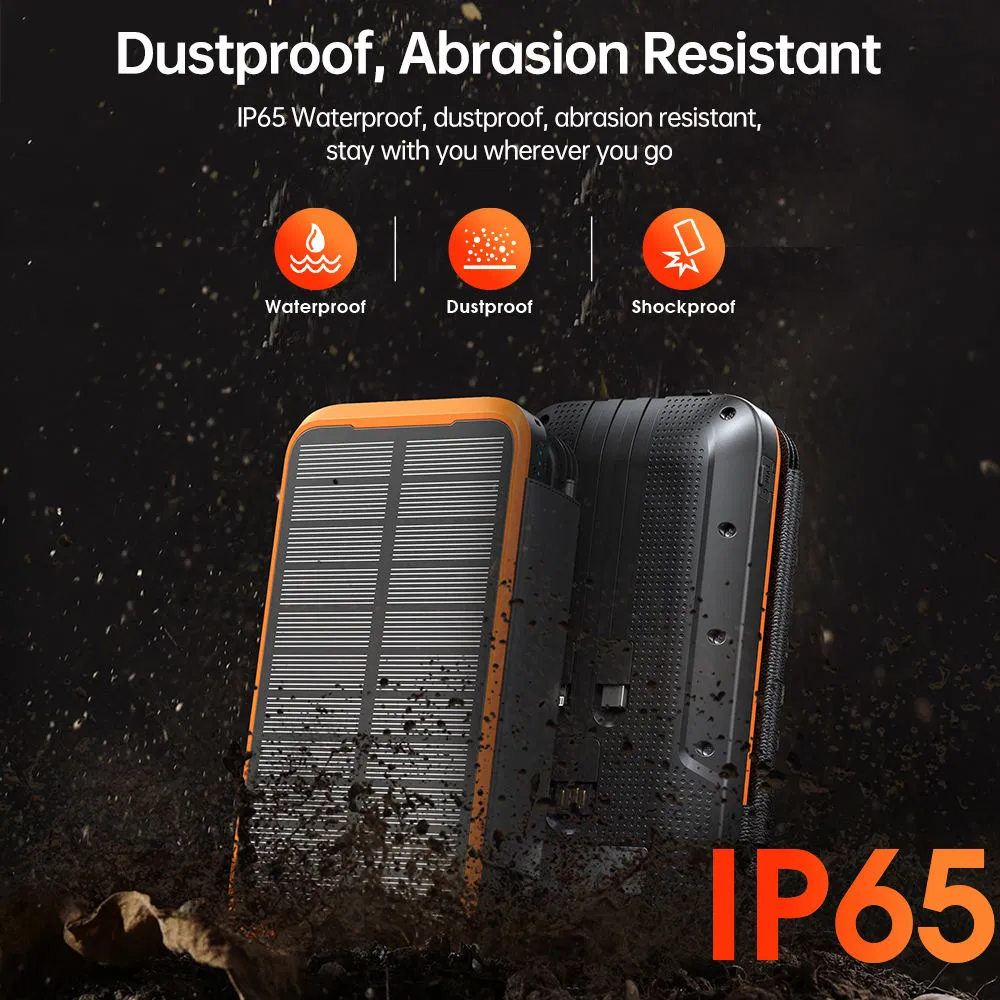 Внешний аккумулятор 20000mAh с солнечной панелью и быстрой зарядкой PD 20W