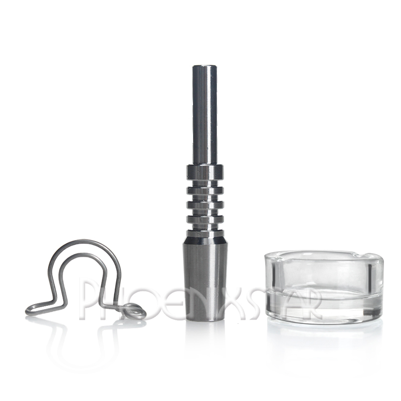 Phoenixstar 10 Inches Nectar Collector Kit Bubbler Titanium Nail Wax Dish Stainless steel Clip Glass Smoking Water Hookah Pipe Accessories with Gift Box