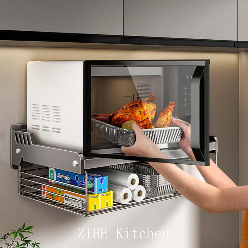 Home Wall Mounted Storage Rack Without Punching Holes Kitchen Wall Storage Bracket