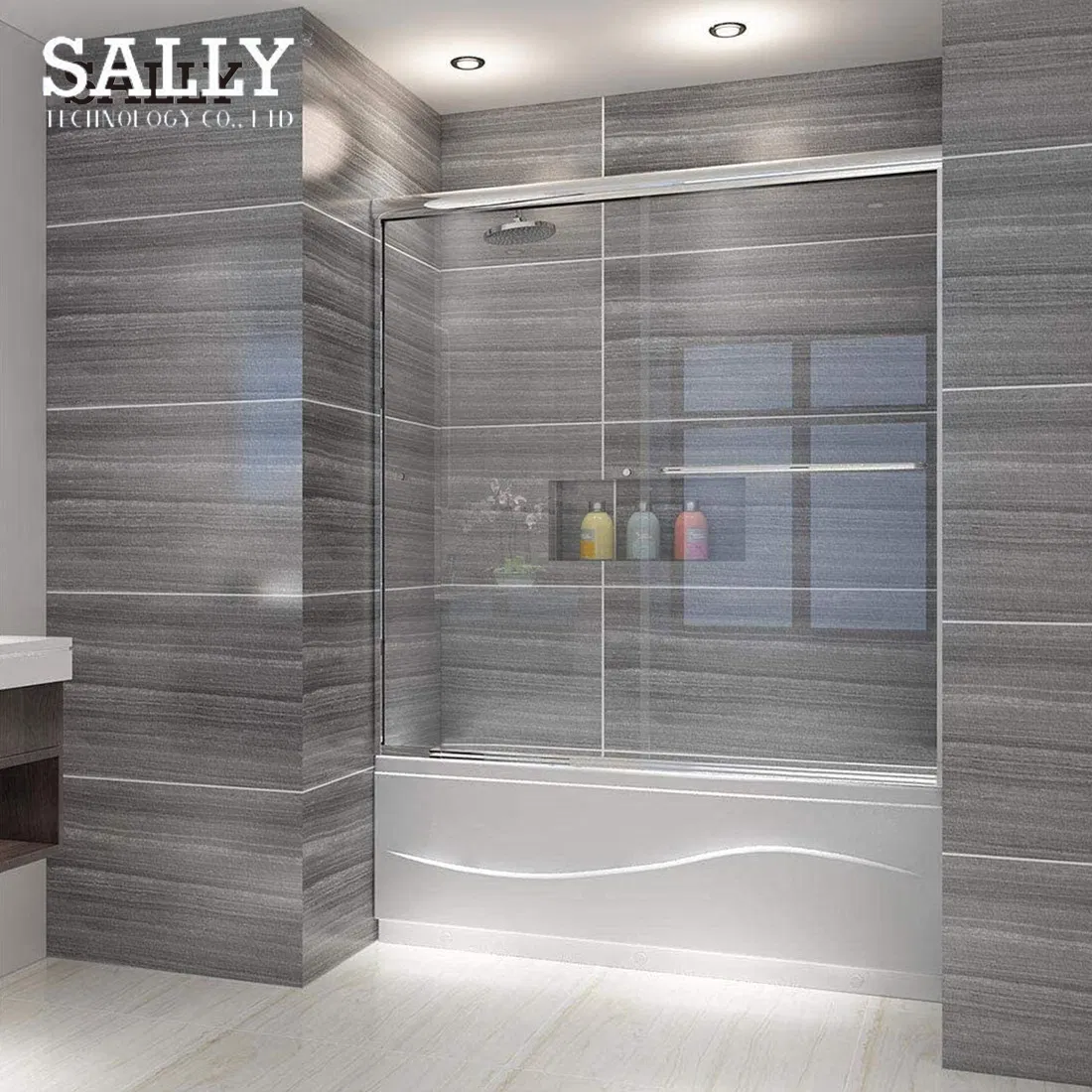 Sleek Matt Black Sliding Shower Doors with Strong Tempered Glass