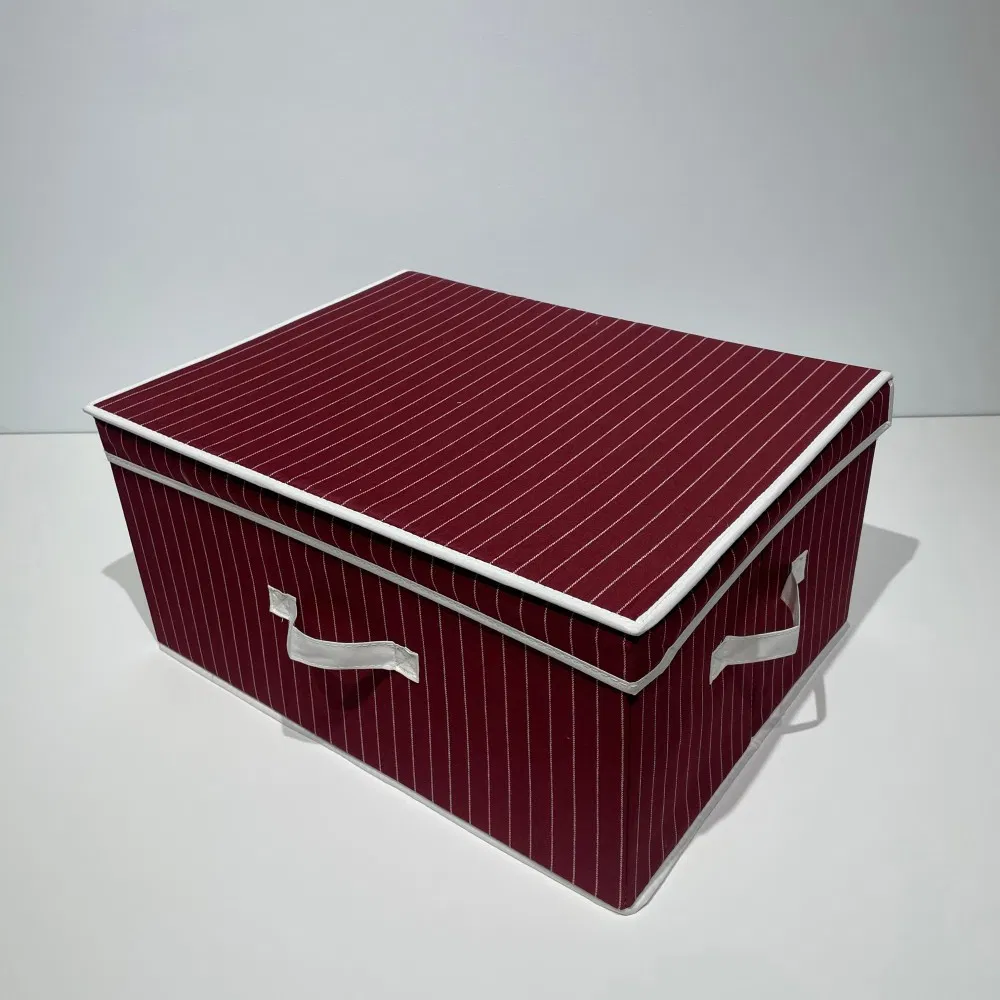 Stackable Closet Organizer Basket Fabric Storage Bins with Handles with Lid