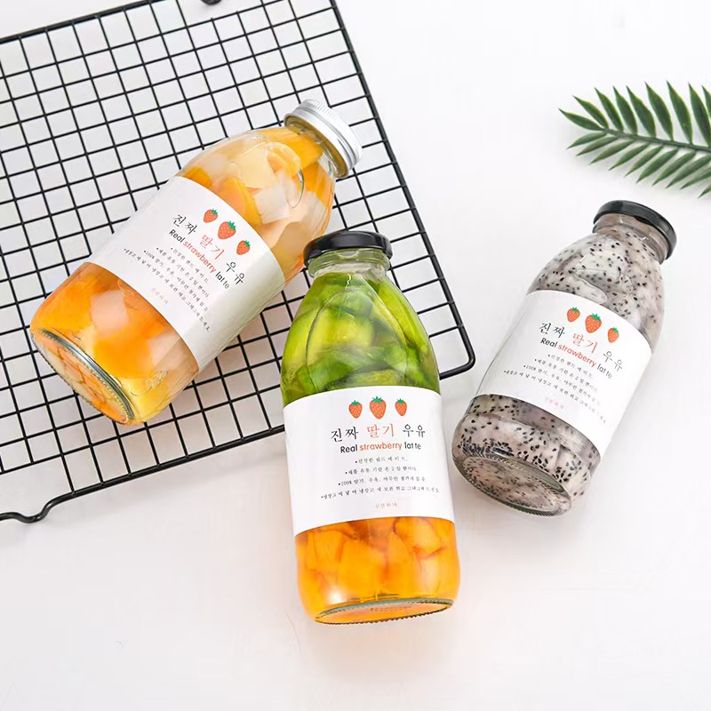 300ml 350ml 500ml Lead Free Glass Juice Drink Bottle with Tinplate Lid