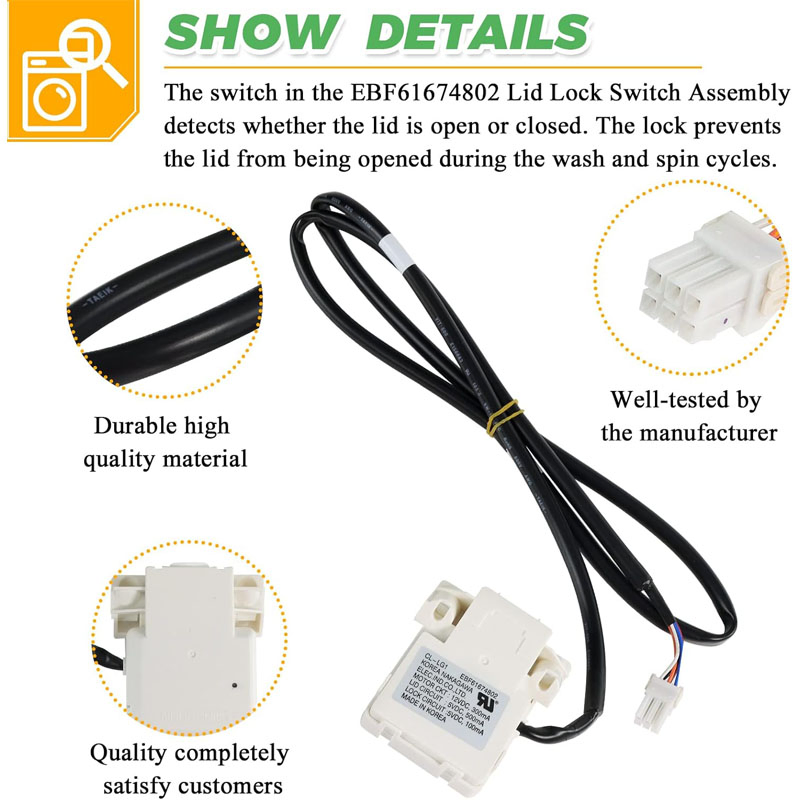 LG Ebf61674802 OEM Lid Lock and Switch Assembly for LG Washing Machines