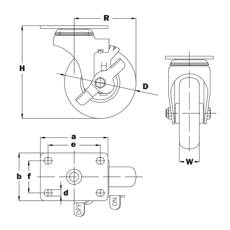 Small-Size Flat-Base Low-Center Gravity Galvanized Nylon Silent Caster