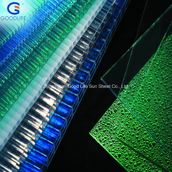 6mm Frosted Blue Polycarbonate Twin Wall Sheet for Roof of Office Building