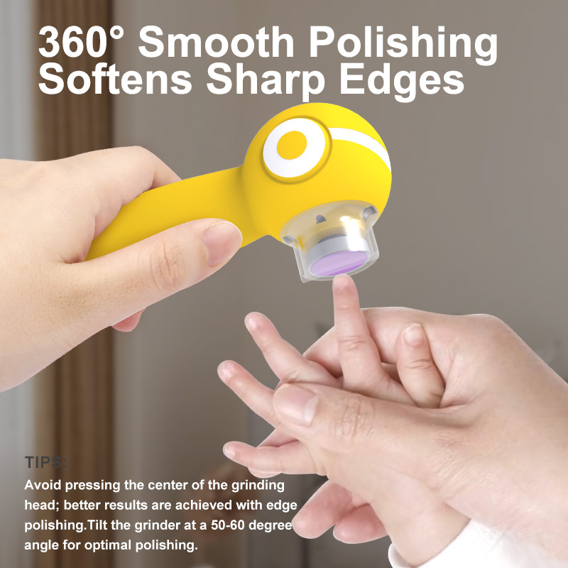 6 - Grimming Head Multifunctional Automatic Baby Nail Grinder Electric Nail Trimmer with Auxilary LED Light Integrated Nail Clipper for Babies