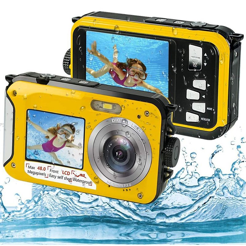 HD368 Waterproof Digital Camera Full HD 2.7K 48MP 16X Underwater Camera with Dual Screen