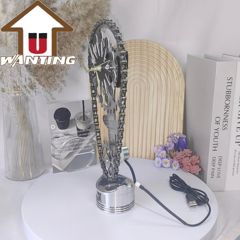 Clock Personality Creative Decoration Metal Craft Ornament Chain Gear Clock USB Interface