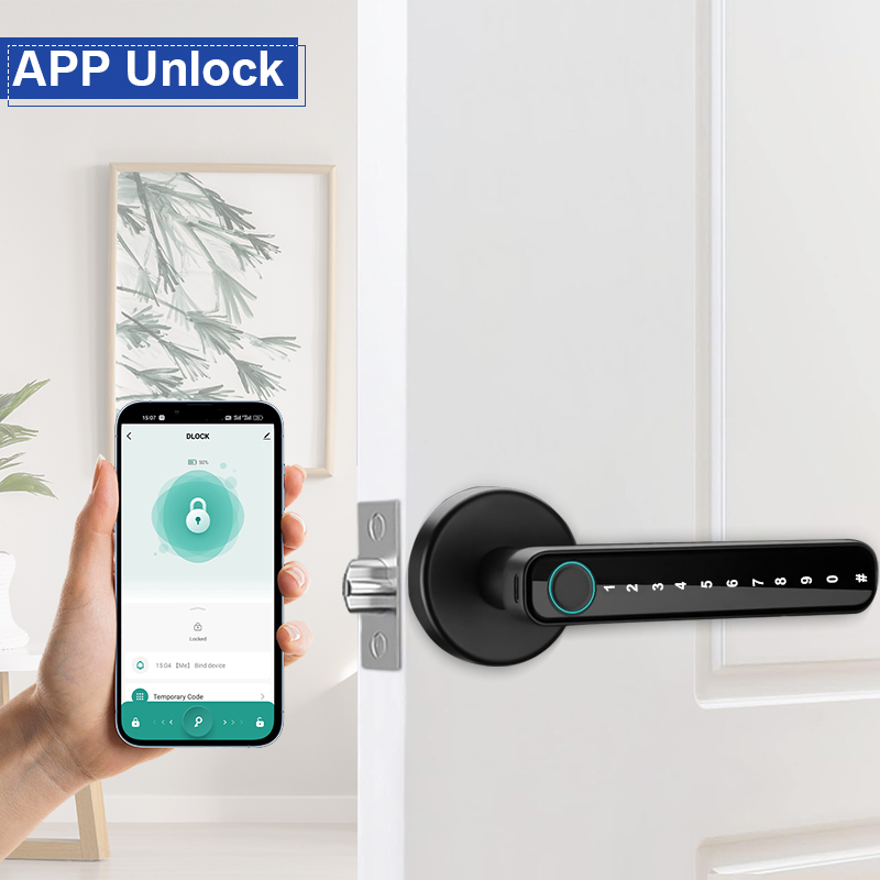 Camakt Indoor Tuya APP Smart Electronic Fingerprint Handle Door Lock Biological Digital Smart Lock