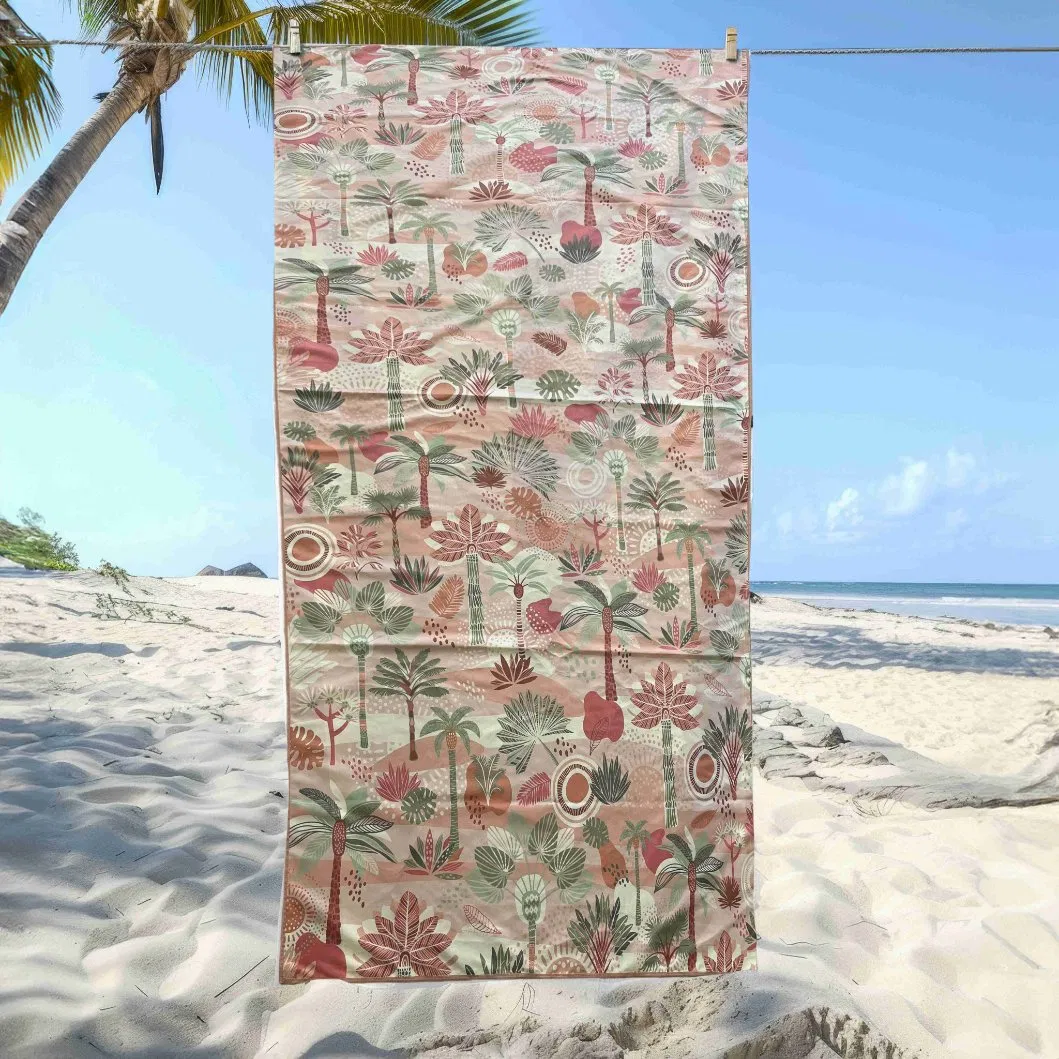 Eco Friendly Microfiber Double Printed Quick Dry Beach Travel Towel Custom Microfiber Recycled Suede Beach Towel