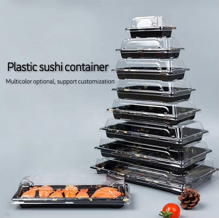 PET Round Rectangle Food Container for Sushi Fruit Snack