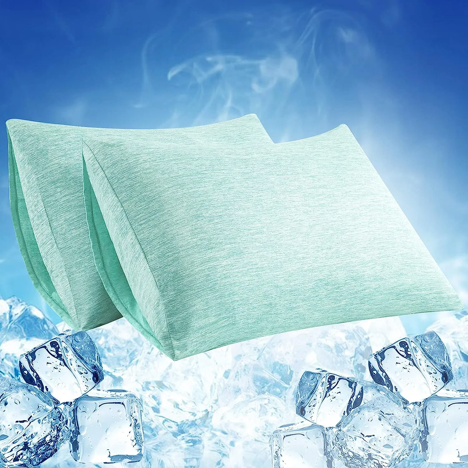 Arc-Chill Summer Cooling Cotton Fiber Anti-Static 2 Pack Envelope Cooling Pillowcases for Home with Double-Side Design