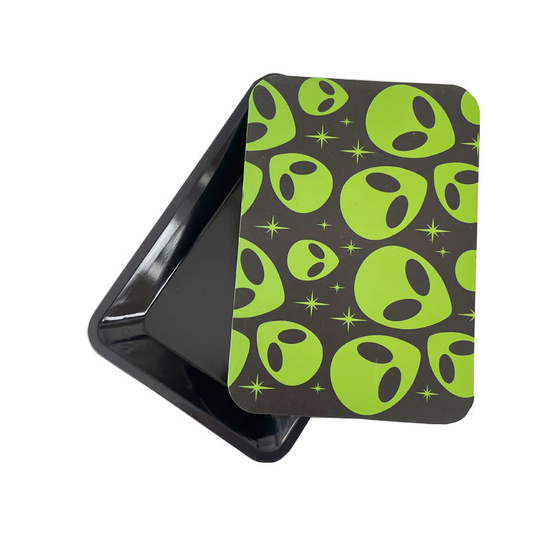 Custom 18*12.5cm Small Metal Rolling Tray Tobacco Tin Herb Rolling Tray