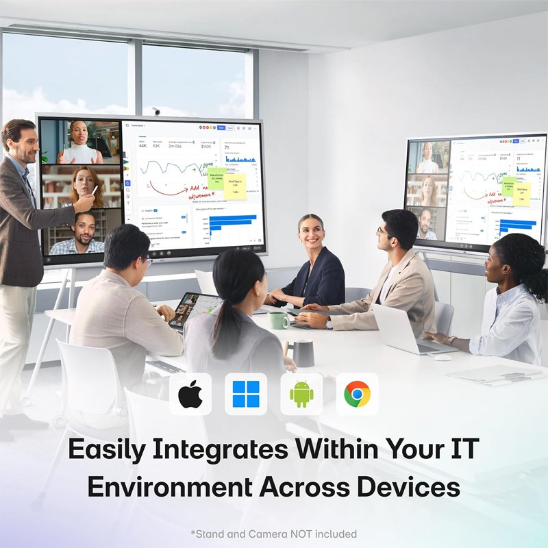 65/75/86/98/110-Inch Smart Interactive Whiteboard - 4K HD Conference Board, Wireless Touch Screen Digital Board