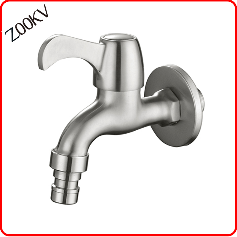 304 Stainless Steel Sanitary Ware Long Body Cold Water Bibcock Mop Pool Tap for Washing Machine