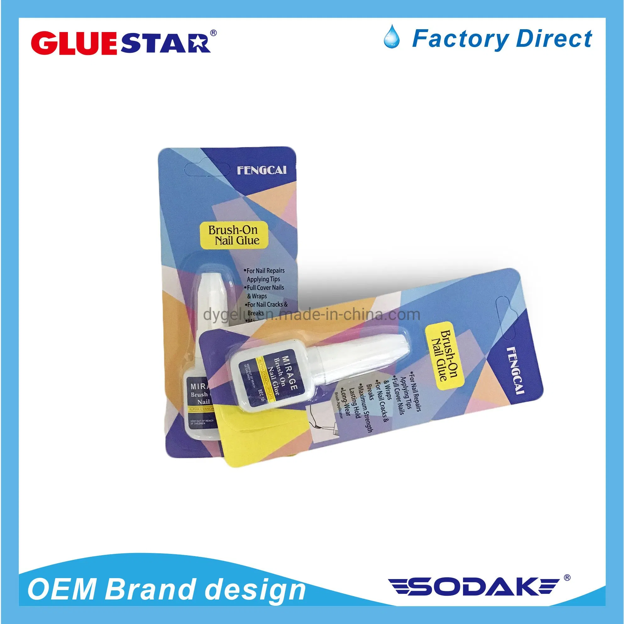 Professional Nontoxic Cyanoacrylate Fast Drying Super Sticky Mini Finger 2g Nail Glue for Press on Nails