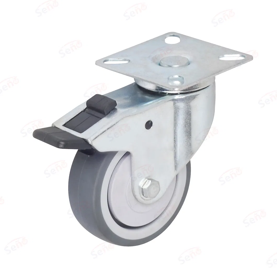 with/Without Brake Metal Bracket Lightweight TPR Wheel Furniture Trolley Caster