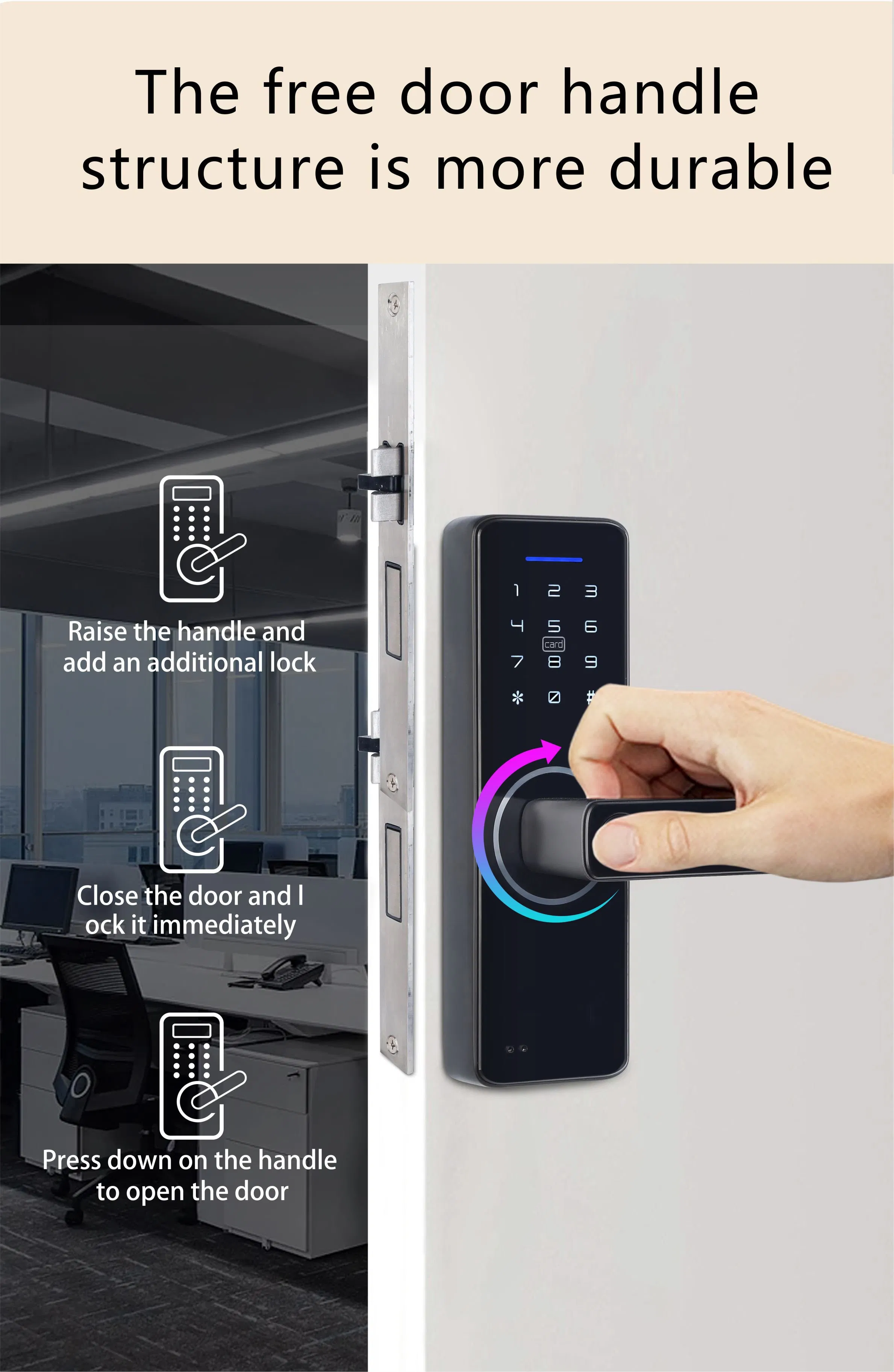 Intelligent Fingerprint IC Card Password Smart Lock with 3years Warranty