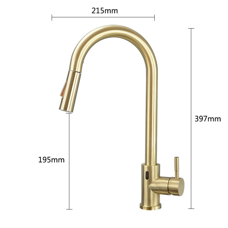 Smart Infrared Sensor Kitchen Faucet Stainless Steel Pull-out Water Tap